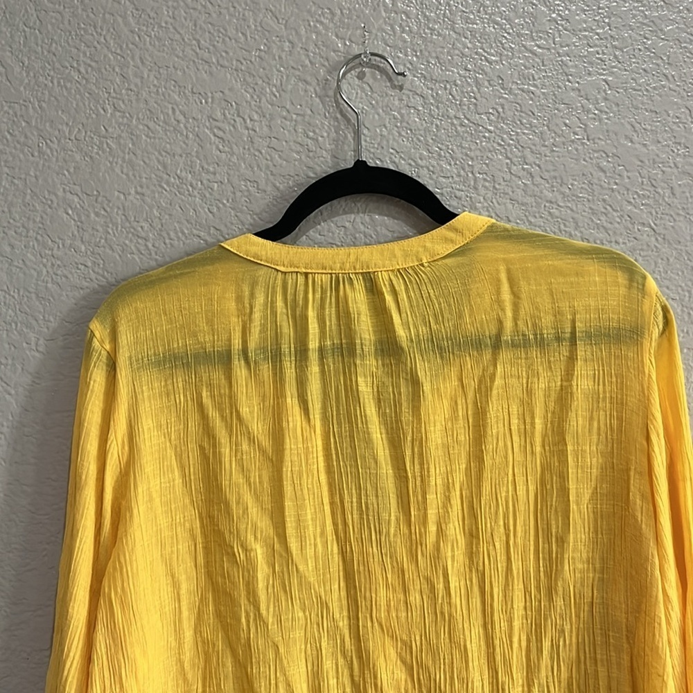 Counterparts Women's Yellow Relaxed Mandarin Collar Blouse Long Sleeve Sz XL - Picture 8 of 8